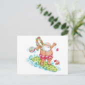 ヴィンテージクリスマス カートゥーン サーフィン サンタクロース シーズンポストカード (スタンド正面)