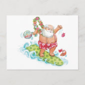 ヴィンテージクリスマス カートゥーン サーフィン サンタクロース シーズンポストカード (正面)