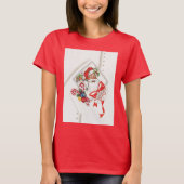 ヴィンテージクリスマス、キャンディーケーンのサンタクロース Tシャツ (正面)