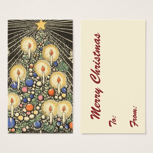 ヴィンテージクリスマス、キャンドルと星の木 (正面&裏面)
