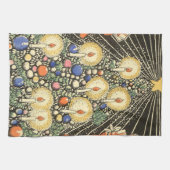 ヴィンテージクリスマス、キャンドルと星の木 キッチンタオル (横)