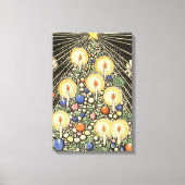 ヴィンテージクリスマス、キャンドルと星の木 キャンバスプリント (正面)