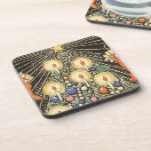 ヴィンテージクリスマス、キャンドルと星の木 コースター (左側)