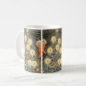 ヴィンテージクリスマス、キャンドルと星の木 コーヒーマグカップ (正面左)