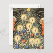 ヴィンテージクリスマス、キャンドルと星の木 シーズンポストカード (正面/裏面)