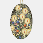 ヴィンテージクリスマス、キャンドルと星の木 セラミックオーナメント (左)