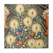 ヴィンテージクリスマス、キャンドルと星の木 タイル (正面)