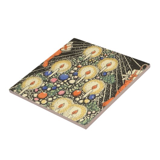 ヴィンテージクリスマス、キャンドルと星の木 タイル (側面)