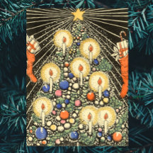 ヴィンテージクリスマス、キャンドルと星の木