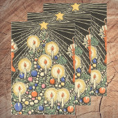 ヴィンテージクリスマス、キャンドルと星の木 ラッピングペーパーシート