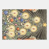 ヴィンテージクリスマス、キャンドルと星の木 ラッピングペーパーシート (正面2)