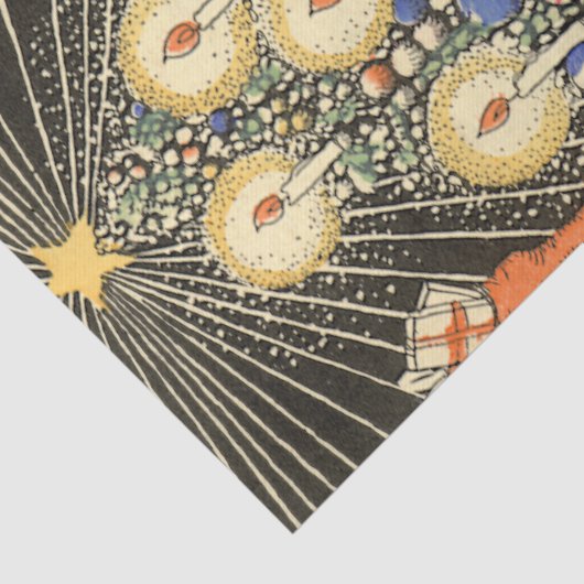 ヴィンテージクリスマス、キャンドルと星の木 薄葉紙 (詳細)