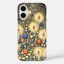 ヴィンテージクリスマス、キャンドルと星の木 iPhone 16ケース