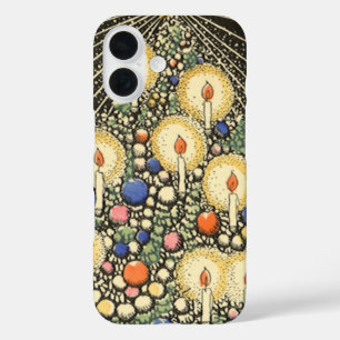 ヴィンテージクリスマス、キャンドルと星の木 iPhone 16ケース