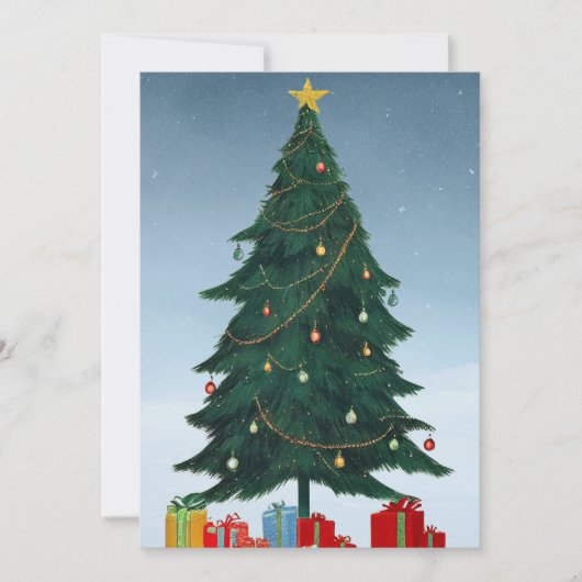 ヴィンテージクリスマス：クラシッククリスマスツリーとギフト シーズンカード (正面)