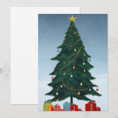 ヴィンテージクリスマス：クラシッククリスマスツリーとギフト シーズンカード (正面/裏面)