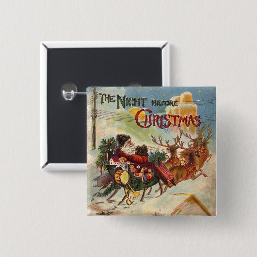 ヴィンテージクリスマス、クリスマスの前の夜 缶バッジ (正面&裏面)
