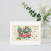 ヴィンテージクリスマス「クリスマスの願い」そりのカード シーズンポストカード (スタンド正面)