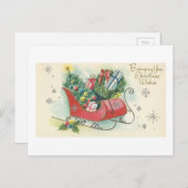 ヴィンテージクリスマス「クリスマスの願い」そりのカード シーズンポストカード (正面/裏面)