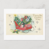 ヴィンテージクリスマス「クリスマスの願い」そりのカード シーズンポストカード (正面)