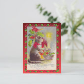 ヴィンテージクリスマス、クリスマスキャット シーズンポストカード (スタンド正面)