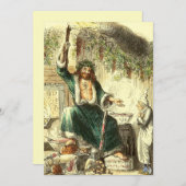 ヴィンテージクリスマス，クリスマスプレゼントの幽霊 シーズンカード (正面/裏面)