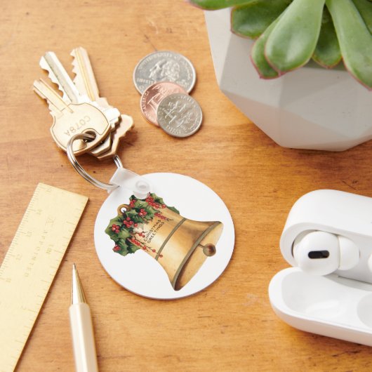 ヴィンテージクリスマス ゴールデンベル、シーズンズグリーティングス キーホルダー (デスク)