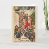 ヴィンテージクリスマス – サンタのトイズ&トリーツの列 カード (正面)