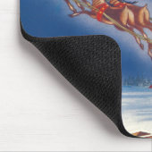 ヴィンテージクリスマス、サンタのトナカイが引く飛行するそり マウスパッド (コーナー)