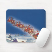 ヴィンテージクリスマス、サンタのトナカイが引く飛行するそり マウスパッド (マウス)