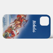 ヴィンテージクリスマス、サンタのトナカイが引く飛行するそり Case-Mate iPhoneケース (裏面 (横))