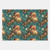 ヴィンテージクリスマス：サンタの夜空の祭典 ラッピングペーパーシート (正面2)