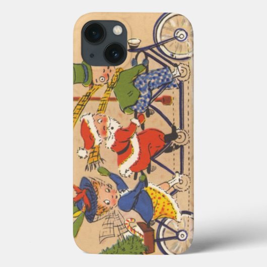 ヴィンテージクリスマス、サンタクロースが自転車に乗る Case-Mate iPhoneケース (裏面)