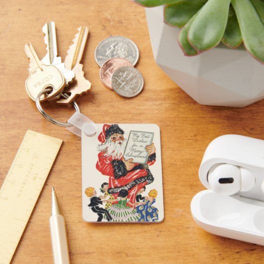 ヴィンテージクリスマス サンタクロースと子供たちのダンス キーホルダー (デスク)