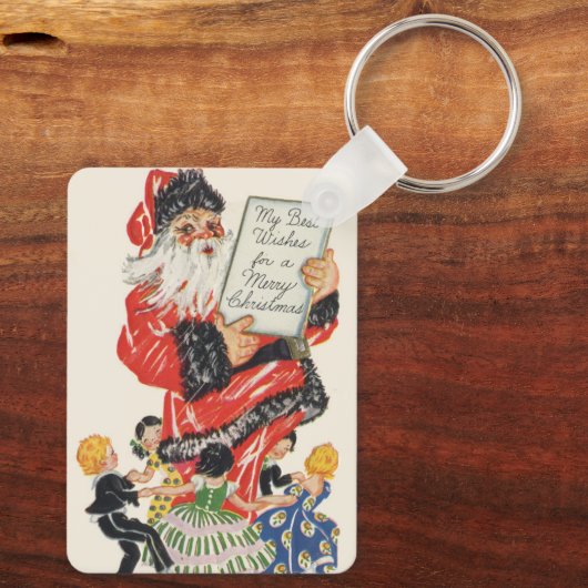 ヴィンテージクリスマス サンタクロースと子供たちのダンス キーホルダー (裏面)