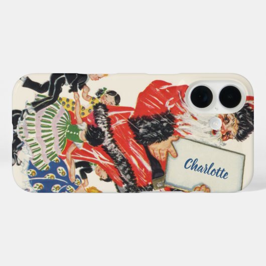 ヴィンテージクリスマス サンタクロースと子供たちのダンス Case-Mate iPhoneケース (裏面 (横))