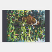 ヴィンテージクリスマス、サンタクロースと彼の仕事 ラッピングペーパーシート (正面2)