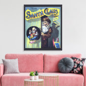 ヴィンテージクリスマス、サンタクロースと彼の作品集 キャンバスプリント (インサイチュ (リビング))