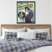 ヴィンテージクリスマス、サンタクロースと彼の作品集 キャンバスプリント (インサイチュ (寝室))