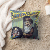 ヴィンテージクリスマス、サンタクロースと彼の作品集 クッション (ブランケット)
