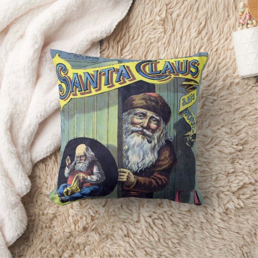 ヴィンテージクリスマス、サンタクロースと彼の作品集 クッション (ブランケット)