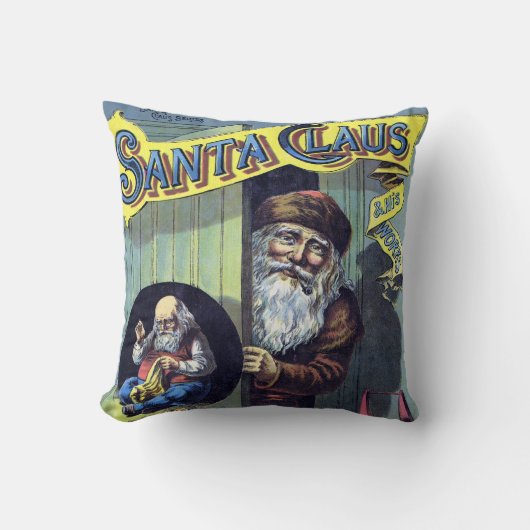 ヴィンテージクリスマス、サンタクロースと彼の作品集 クッション (正面)