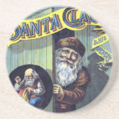 ヴィンテージクリスマス、サンタクロースと彼の作品集 コースター (正面)