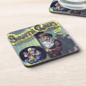 ヴィンテージクリスマス、サンタクロースと彼の作品集 コースター (左側)