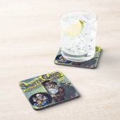 ヴィンテージクリスマス、サンタクロースと彼の作品集 コースター (右側)