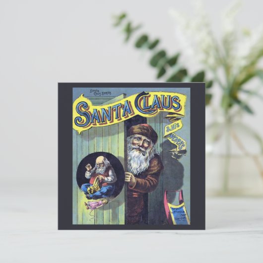 ヴィンテージクリスマス、サンタクロースと彼の作品集 シーズンカード (スタンド正面)