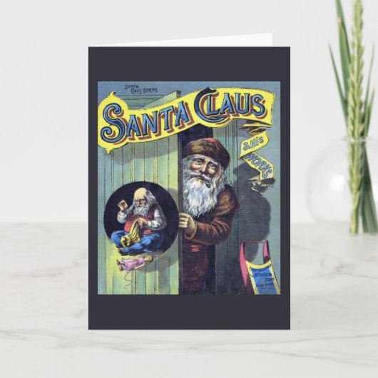 ヴィンテージクリスマス、サンタクロースと彼の作品集 シーズンカード (正面)