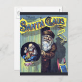 ヴィンテージクリスマス、サンタクロースと彼の作品集 シーズンポストカード (正面/裏面)