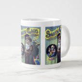 ヴィンテージクリスマス、サンタクロースと彼の作品集 ジャンボコーヒーマグカップ (正面右)