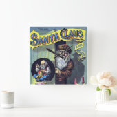ヴィンテージクリスマス、サンタクロースと彼の作品集 スクエア壁時計 (ホーム)